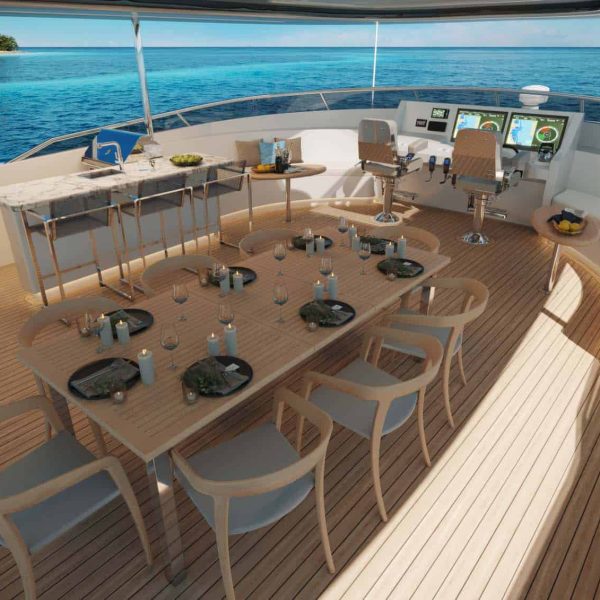 Nuteak XT synthetic teak decking on a luxury superyacht