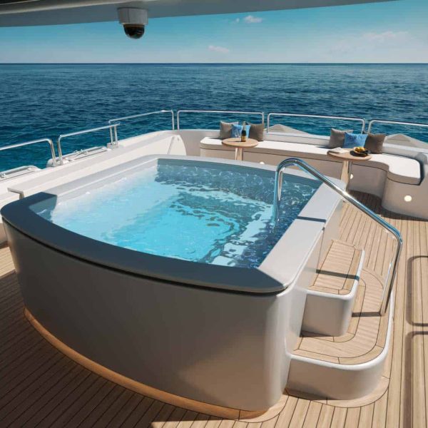 Nuteak XT synthetic teak decking on a luxury superyacht
